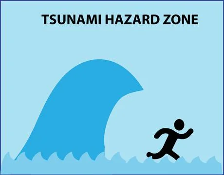 Tsunami hazard zone Stock Illustration