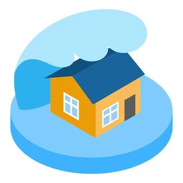 Tsunami icon, isometric style Stock Illustration