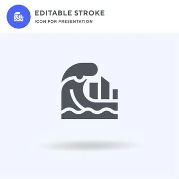 Tsunami icon vector, filled flat sign, solid pictogram isolated on white, logo Illustrazione stock