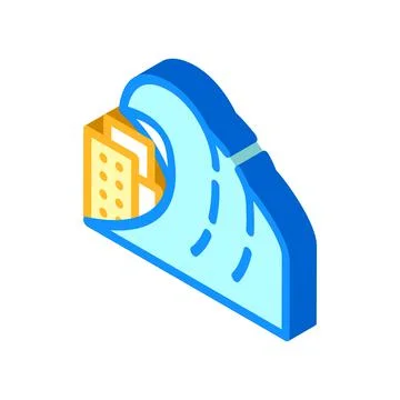Tsunami problem isometric icon vector symbol illustration Illustrazione stock