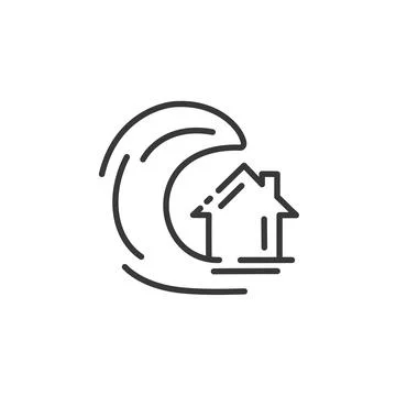 Tsunami thin line icon. Isolated weather vector illustration Stock Illustration