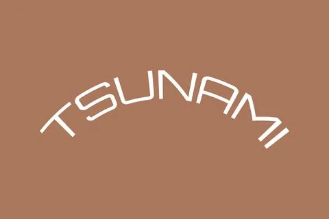 Tsunami typography on background. Tsunami text for poster, t-shirt vector design Stock Illustration