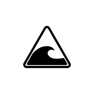 Tsunami Warning, Big Waves Flat Vector Icon Stock Illustration