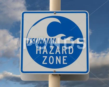 Tsunami warning sign Stock Photos