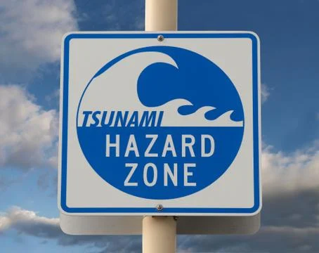 Tsunami warning sign Stock Photos