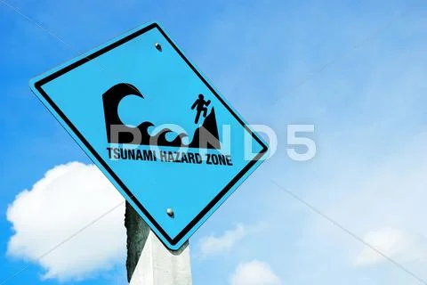 Tsunami warning sign Stock Photos