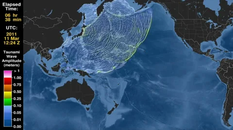 Tsunami Wave Animation   Tohoku  Japan 2011 Stock Footage
