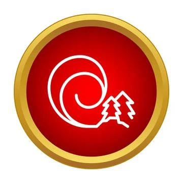 Tsunami wave disaster warning with pine trees icon Stock Illustration
