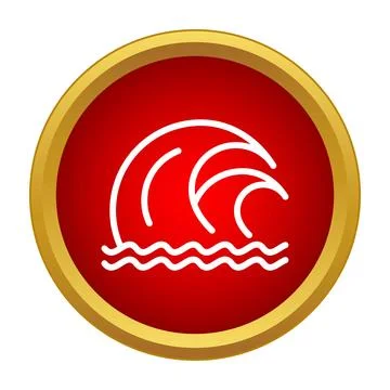 Tsunami wave icon warning natural disaster Stock Illustration