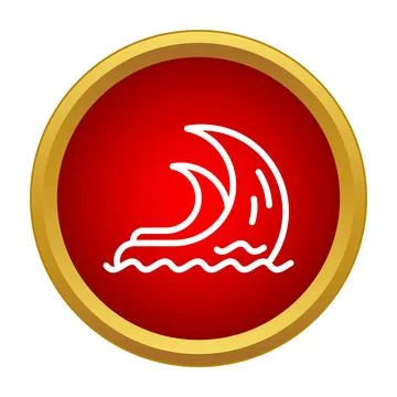 Tsunami wave icon warning natural disaster Stock Illustration
