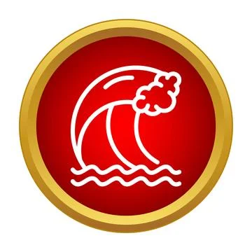 Tsunami wave natural disaster warning icon concept Stock Illustration
