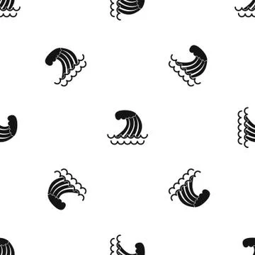 Tsunami wave pattern seamless black Illustrazione stock