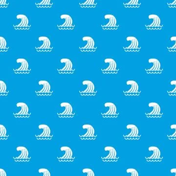 Tsunami wave pattern seamless blue Stock Illustration