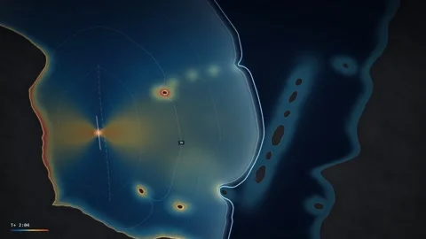 Tsunami Wave Propagation Across Ocean Basin Map Explainer Animation Stock Footage 346936215