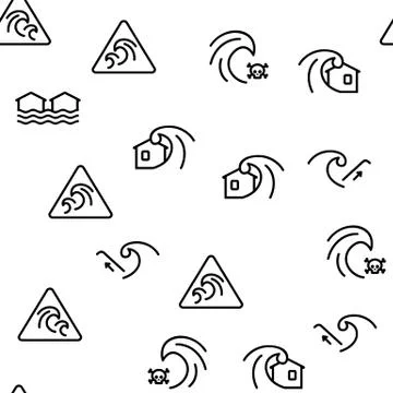 Tsunami Wave Vector Seamless Pattern Stockillustratie