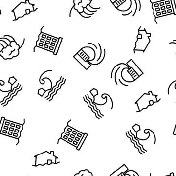 Tsunami Wave Vector Seamless Pattern 스톡 일러스트