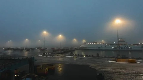 TT-Line cargo ferry and semi trailers parked at the port of Trelleborg Sweden in Stock Footage 335639278