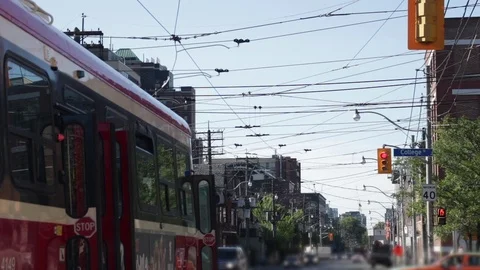 TTC at College and Bathurst Stock Footage 92184195