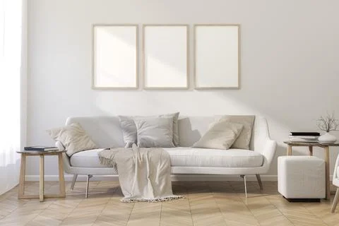 Tthree frame mockup. 3d render. Stock Illustration