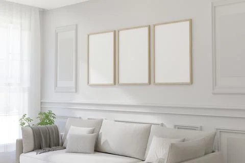 Tthree frame mockup. 3d render. Stock Illustration