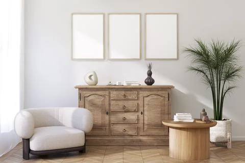 Tthree frame mockup. 3d render. Stock Illustration