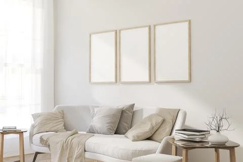 Tthree frame mockup. 3d render. Stock Illustration