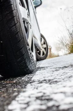 Ttires on snow Stock Photos