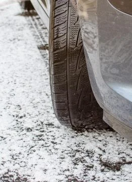 Ttires on snow Stock Photos