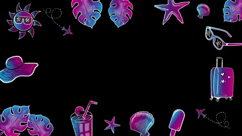 Ttraveling neon elements frame  Stock Footage 242340616