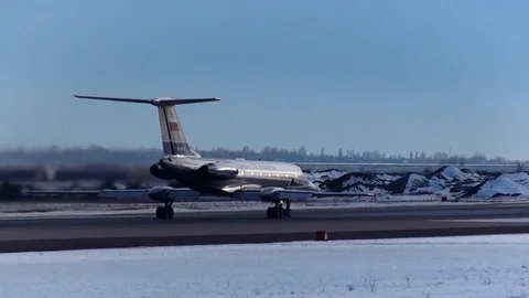 Tu-134 UBL performs take-off Video stock 85844427