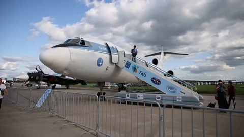 Tu-155 experimental version of the Tu-154 Stock Footage 114991437