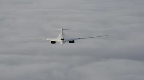 Tu-160 flight against clouds Stock Footage 68638783