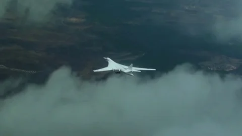 Tu-160 is flying over the clouds Stock Footage 71376068