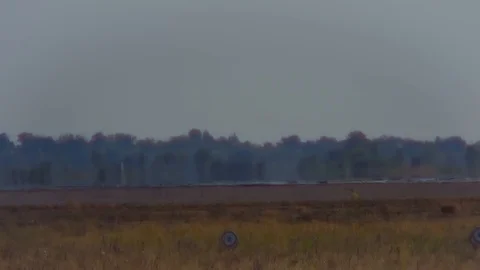 The Tu-160 performs landing rear view Stock Footage 85828700
