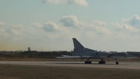 Tu-22M3 begins to run Stock Footage 85844021