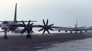Tu-95 and Il-80 Cox aerodrome Stock Footage 85844201
