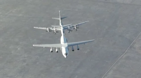 The Tu-95 in service for refueling Il-78 Stock Footage 68639355