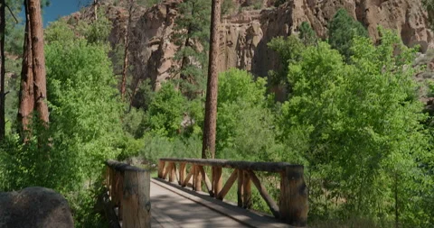 TU Rustic Bridge to Cave Dwellings Vídeo Stock 341992328
