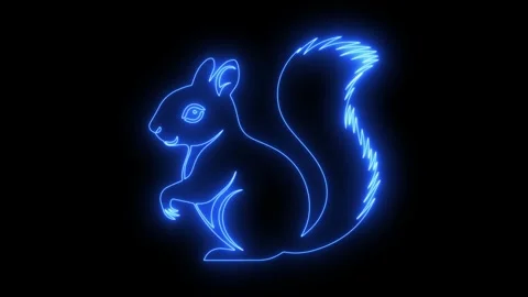 Tuapi neon animated neon squirrel chroma 4k looping Stock Footage 302937492