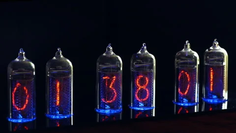 Tube clock digits time Video stock 95017955