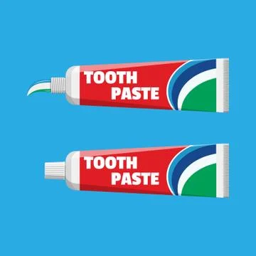 Tube with squeezed paste. Package with tooth paste Illustrazione stock