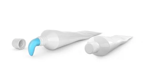 Tube of toothpaste and Squeeze toothpaste out of a toothpaste tube on a whi.. Ilustración de archivo