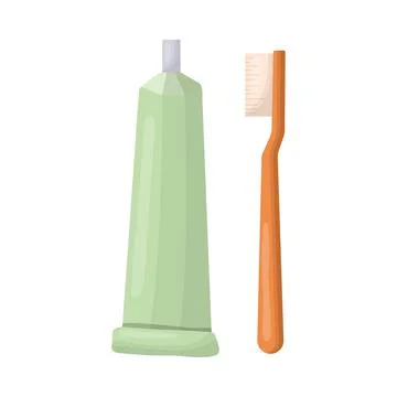 A tube of toothpaste and a toothbrush. Vector illustration Stock Illustration
