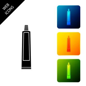 Tube of toothpaste icon isolated. Set icons colorful square buttons. Vector Illustrazione stock