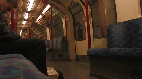 Tube train arrives at stop Stock Footage 33981596