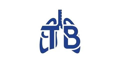 Tuberculosis awareness logo design with stylized blue lungs and tb letters .. Stock Illustration