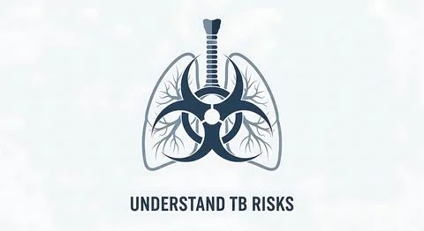 Tuberculosis awareness symbol featuring stylized lungs and biohazard sign w.. Ilustración de archivo