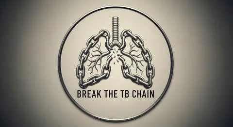 Tuberculosis eradication symbol lungs breaking free from chains, representi.. Stock Illustration