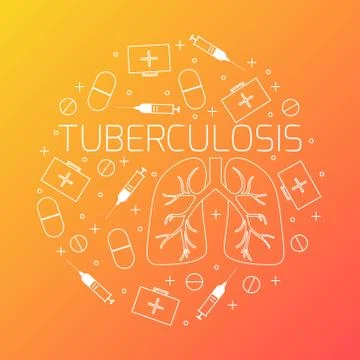 Tuberculosis linear icon set Stock Illustration