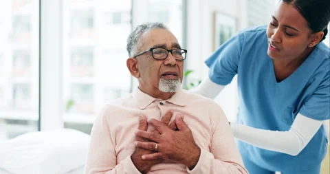 Tuberculosis, nurse or sick old man in hospital appointment for healing, medical Stock Footage 254950980